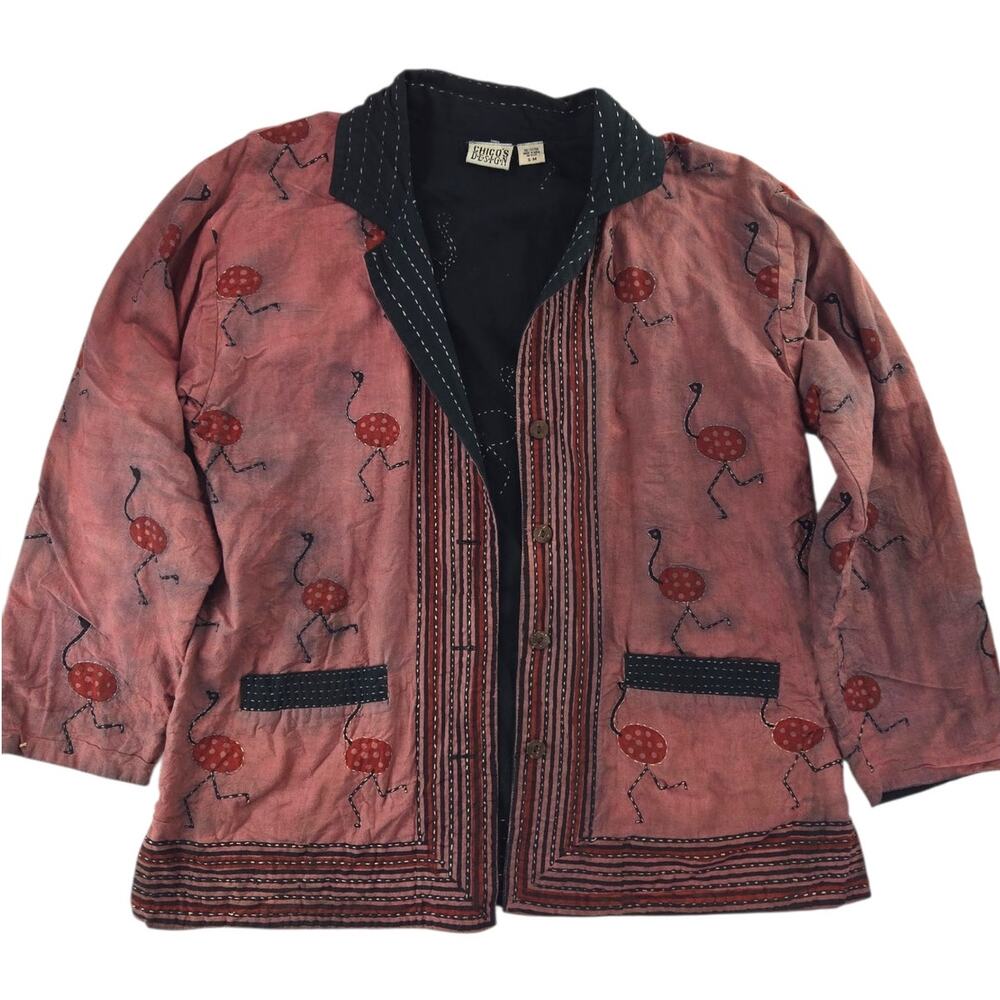 Chico's | Vintage Tie-Dye Emu/Ostrich Jacket | Size S/M